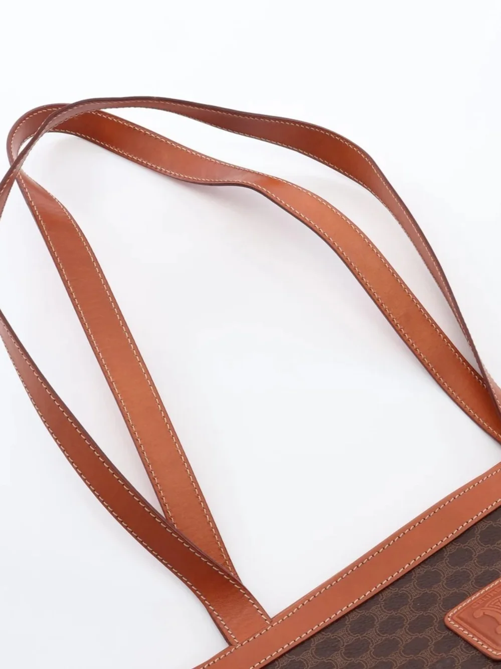 Celine Macadam Triomphe Canvas Leather Tote Brown w/ Controllo Tag Vintage - Picture 5 of 11
